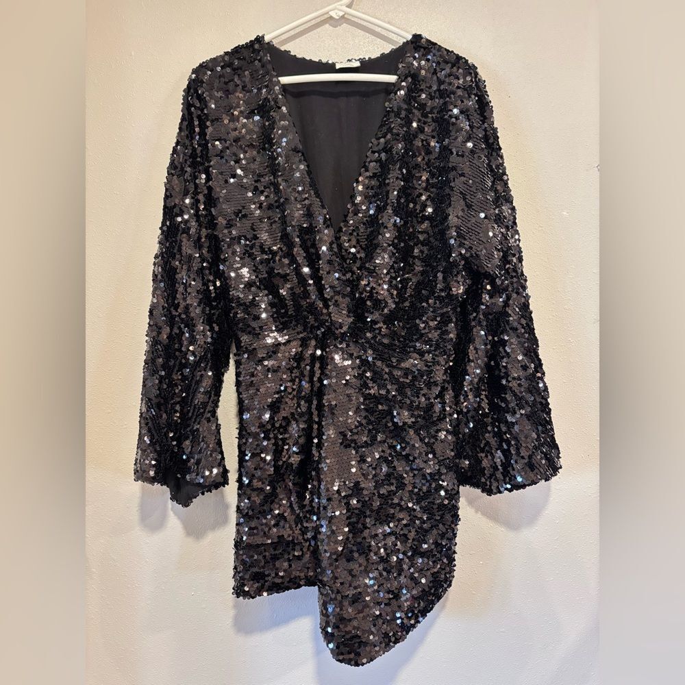 By Together Black Sequin Mini Dress, festive, masquerade, flapper